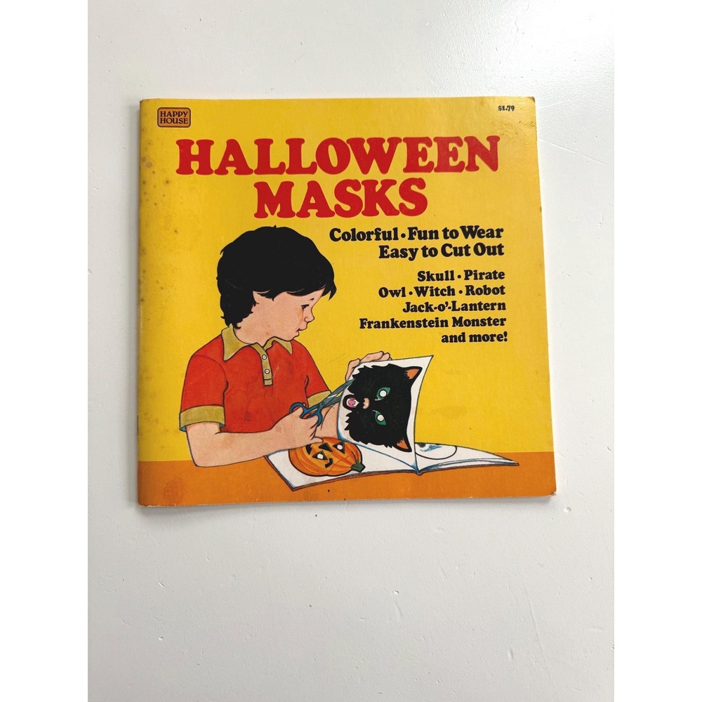 Vintage 1982 Halloween Mask Book – Cut-Out Masks, Holiday Decor